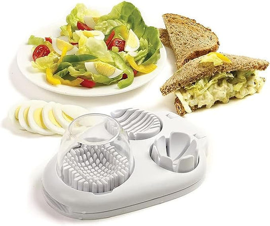 3 in 1 Egg Slicer for Hard Boiled Eggs – 3 Slice Modes Egg Cutter, Heavy Duty, Stainless Steel Dicer – Kitchen Chopper Tool for Strawberry, Mushroom, Grape, Cherry Tomato