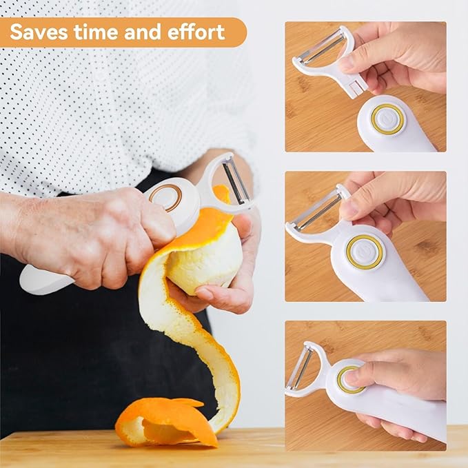 Kitchen Vegetable Peeler, potato peeler, Electric Peeler Handheld USB Rechargeable Fruit Vegetables Peeler with 3 Cutter Heads Kitchen Gadgets for Apples, Potato, Carrots, Cucumber
