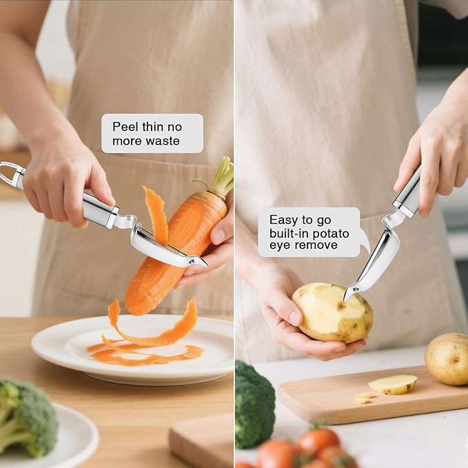 Vegetable Peeler Stainless Steel for Kitchen, Y-Shaped and I-Shaped Peelers Potato - Fruit and Vegetable Peelers for Kitchen with Non-Slip Ergonomic Handle, Sharp Blade Peelers (3PCS)