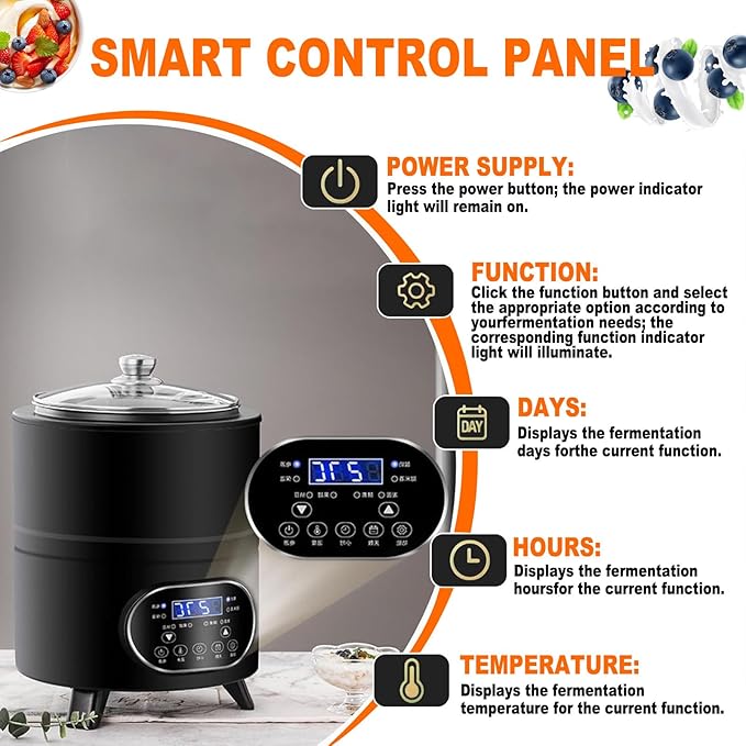8L/12L Yogurt Maker Machine, Yogurt Maker with Time and Temperature Control, Commercial Yogurt Maker, Black Garlic Fermentation Machine, Sweet Rice Wine Maker for Home White-8L