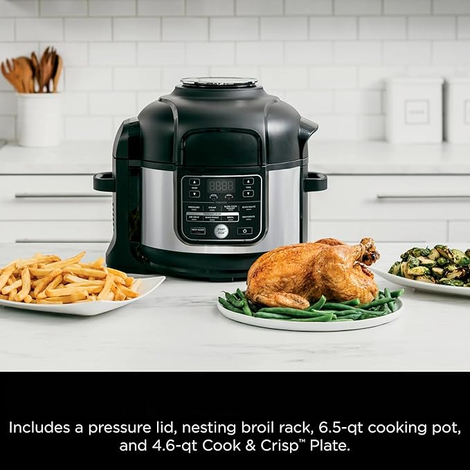 Ninja Foodi 10-in-1 Pressure Cooker & Air Fryer Combo, 6.5 Qt Stainless Steel Multi Cooker – Slow Cook, Steam, Bake, Roast, Dehydrate, Sear – Perfect for Holiday Meals & Family Gifts - OS300