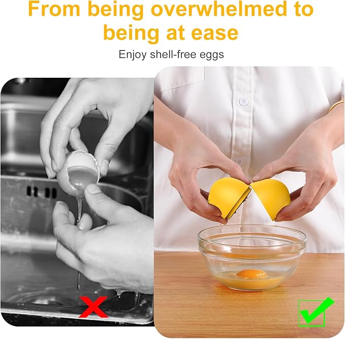 Egg Cracker, Silicone Egg Shell Opener, Cute Egg Shaped Design, Opens Eggs with Ease, A Little Happiness Boost for Your Kitchen. (Color: Yellow, 2-Pack)