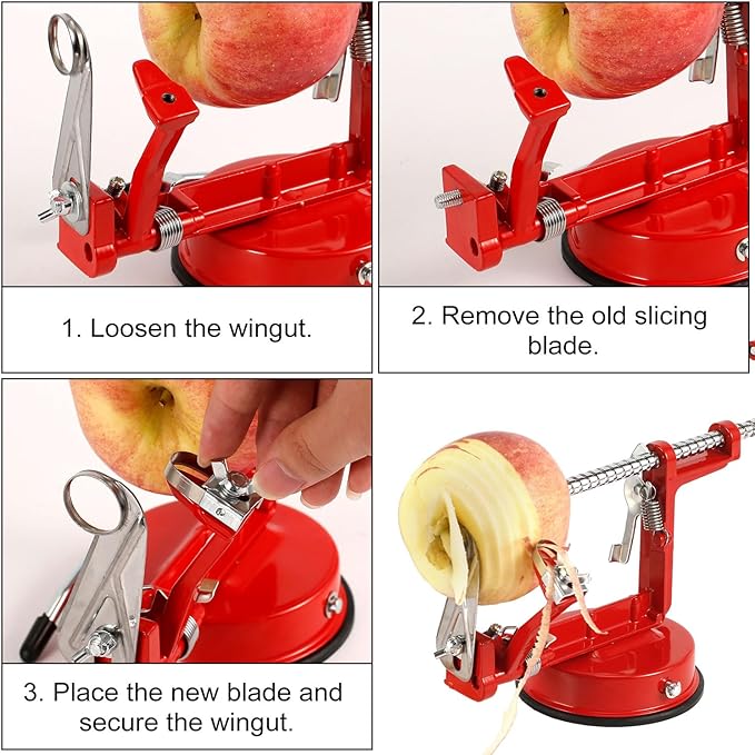 3pcs Stainless Steel Apple Peeler Replacement Blades, Universal 2pcs Peeling Corer Blades with 1pc Slicing and Core Removing Blades with Storage Box for Kitchen Restaurant Picnic