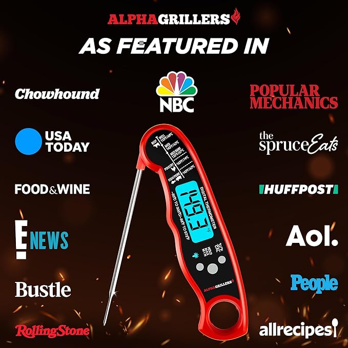 Alpha Grillers Meat Thermometer Digital – Instant Read Food Thermometer for Cooking & Grilling – Professional Kitchen Gift for Men, Dad & Mom