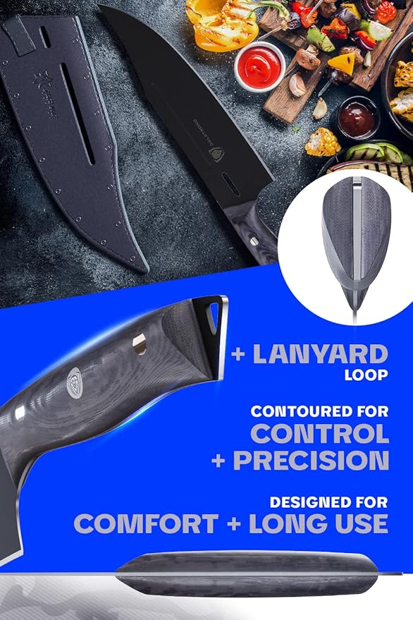 Dalstrong Chef Knife - 8 inch - Delta Wolf Series Knife - Ultra-Thin & Zero Friction Blade - HC Steel Chef's Knife - Black Titanium Nitride Coating - G10 Camo Handle - Leather Sheath