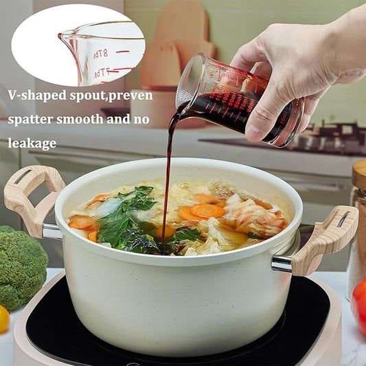 Ackers 4 Oz Glass Measuring Cup,Borosilicate Shot Glass with V-Shaped Spout(Pack of 2)