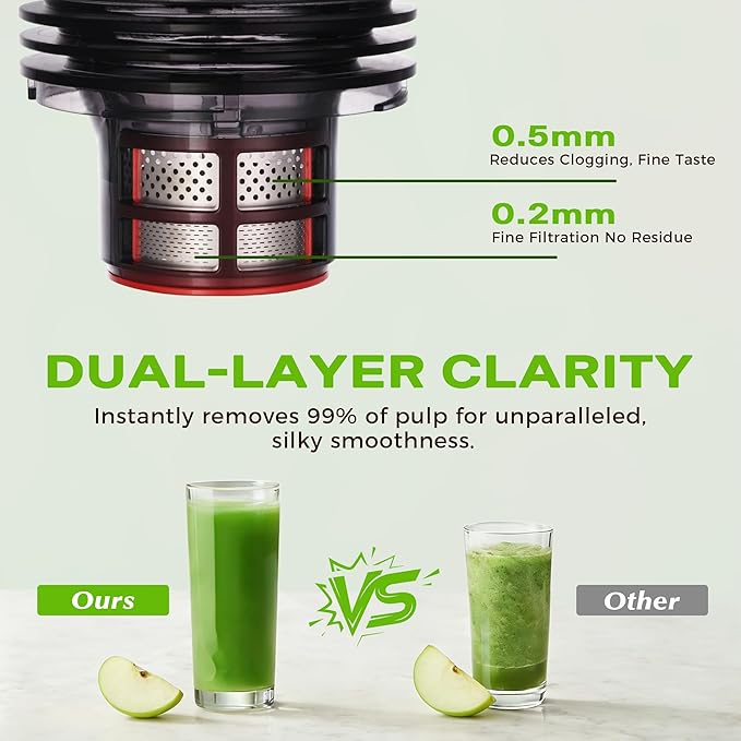 Cold Press Juicer, Juicer Machines with 5.3" Wide Feed Chute, Slow Masticating Juicer for High Yield with Whole Fruits and Vegetables, Easy to Clean, Easy to Assemble.（Gray)