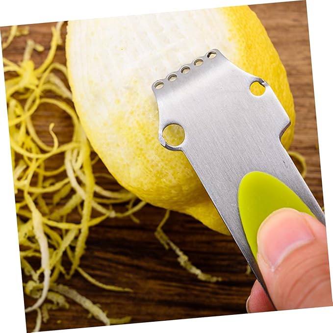 Stainless Steel Lemon Peel Grater Knives Multi-functional Wire Cutter for Easy Citrus Peeling for Kitchen Cocktail Garnishing Premium Kitchen Gadget Yellow