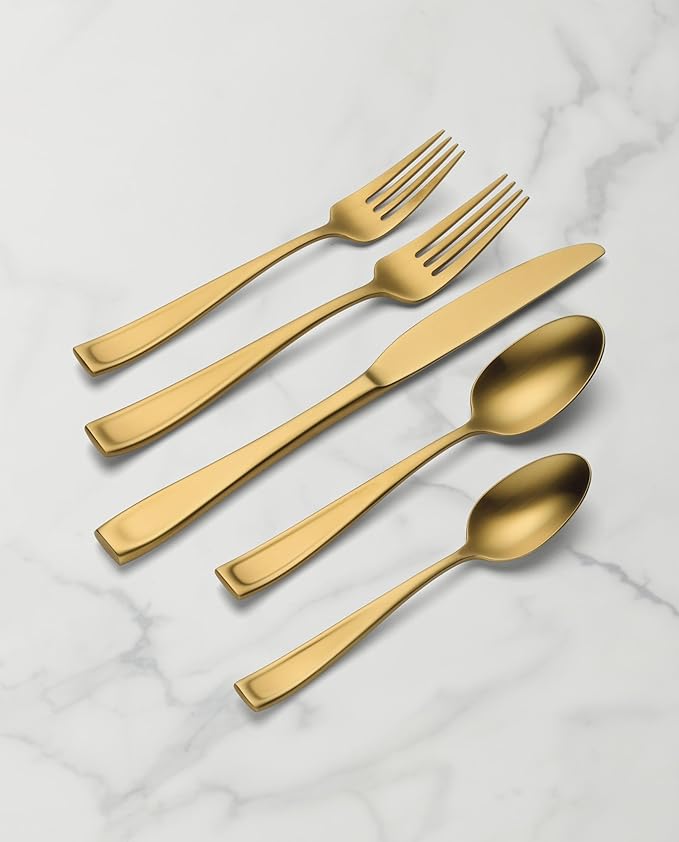 Oneida 899228 Moda Gold Satin 20-Piece Flatware Set, Service For 4