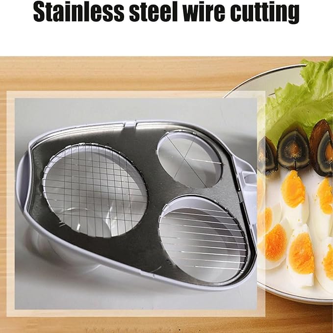 3 Way Egg Slicer for Hard Boiled Eggs, 2026 Heavy Duty Stainless Steel Egg Cutter with 3 Slice Modes, Multipurpose Dicer for Strawberry, Mushroom & Fruit, Kitchen Tool, Dishwasher Safe