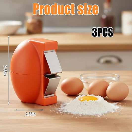 Egg Shell Opener, 3-Piece Stainless Steel Egg Opener Set for Hard Boiled and Raw Eggs, Efficient Egg Cracker Tool for Home Cooks and Baking Enthusiasts, 3 Colors