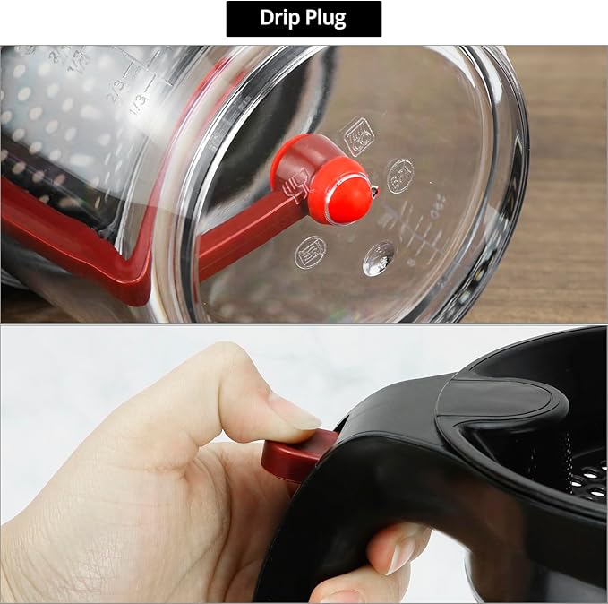 QWORK Fat Separator, 4 Cups / 1000 ml Grease Separator with Bottom Release - Soup Oil Separator Measuring Cup for Cooking