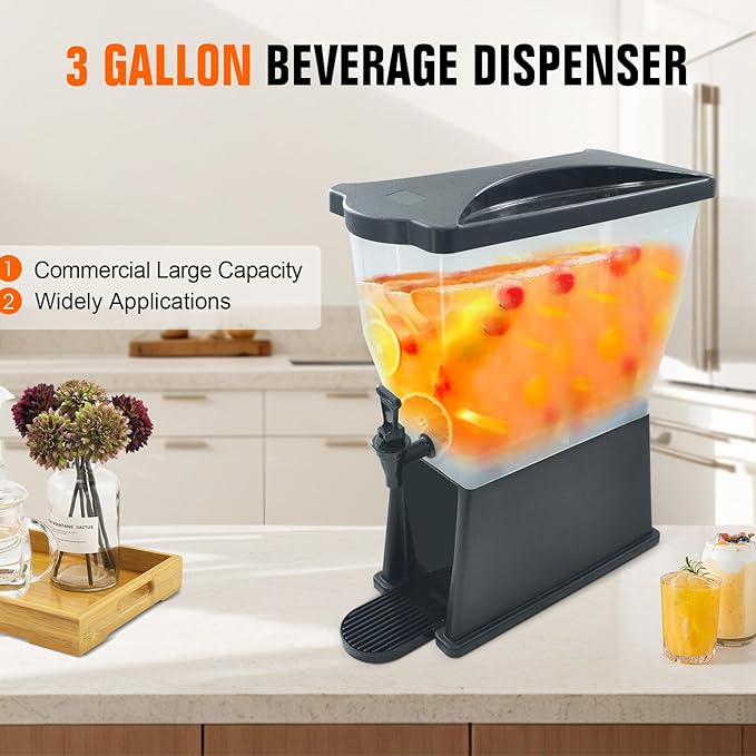 Hakka 3 Gallon Drink Dispenser, Commercial Juice Beverage Water Dispenser for Parties 11L Tank with Spigot Catering Supplies for Cold Water Tea Milk