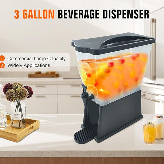 Hakka 3 Gallon Drink Dispenser, Commercial Juice Beverage Water Dispenser for Parties 11L Tank with Spigot Catering Supplies for Cold Water Tea Milk
