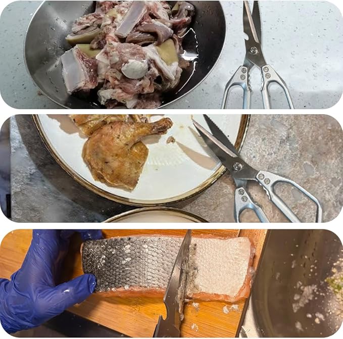Kitchen Shears， All Purpose Heavy Duty Poultry Shears, Ultra Sharp Japanese Meat Scissors, ，Dishwasher cleaning Safe tainless Steel Comfort Grip Handle Kitchen Scissors for Food, Chicken Bones, Turkey