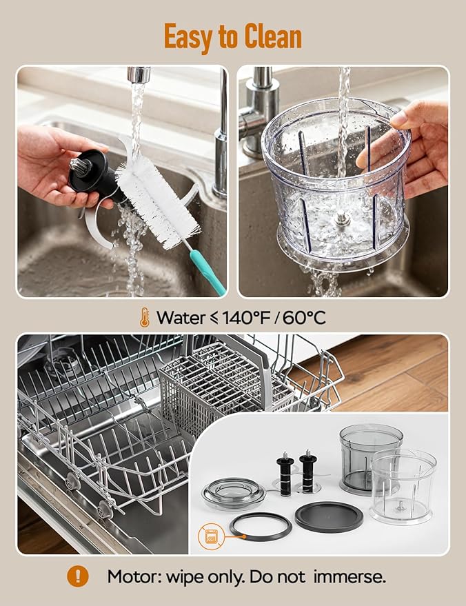 HXTech Food Processor, Electric Food Chopper with 2 Bowls (2 × 4 Cup) & 2 Dual-Layer S-Blade Sets, Meat Grinder & Vegetable Chopper for Meat, Onions, Garlic, Nuts, Salad & Baby Food
