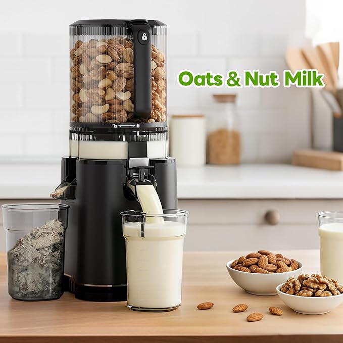 ECOSELF Cold Press Juicer with 3 Filters (For Juice/Sorbet/Nut Milk), Juicer Machines With 6.0" Wide Mouth Hopper, Self Feeding & Hands-Free Design, Upgraded Motor, Juicer for Family Gathering Party