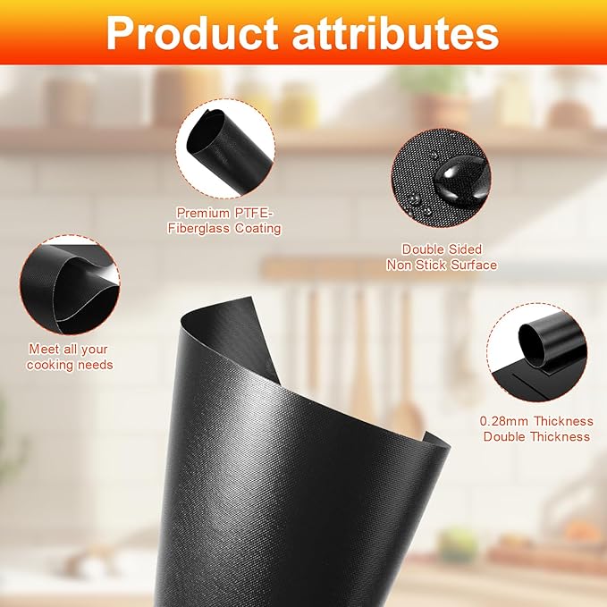 GWYSY 4 Packs Oven Liners for Bottom of Oven, 11.4"x9.8" Reusable Non-Stick Heat Resistant Toaster Liners Toaster Mat for Cuisinart TOA -28 TOA -26 AFR-25 Air Fryer Convection Oven