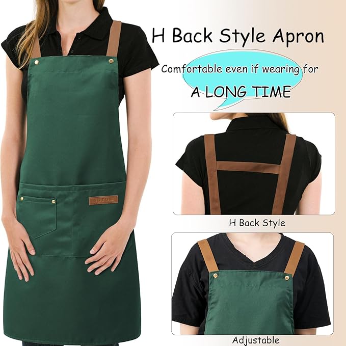 DILLMAN Art Aprons for Men Women Painting Pottery Baking, H Back Straps Waterdrop Kitchen Chef Cooking Apron with Pockets