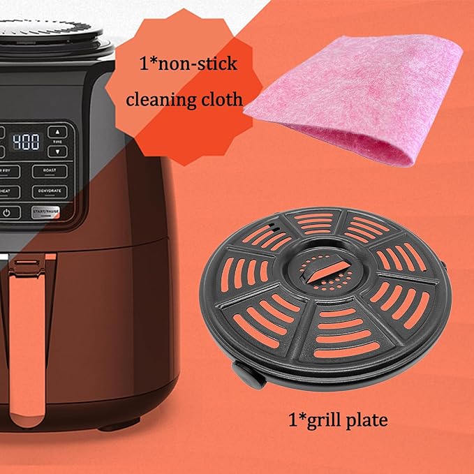 QLRGNE 4QT Air Fryer Grill Pan for Ninja AF101 4 Quart Air Fryers, Upgraded Air Fryer Grill Plate Crisping Tray Plate Rack Insert Grate Grid Shelf for Ninja Air Fryer, Nonstick, Dishwasher Safe