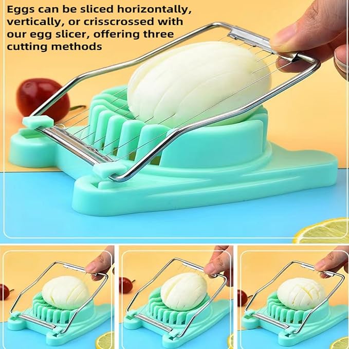 Egg Slicer - Versatile Hard Boiled Egg Cutter for Salads, Sandwiches, Appetizers, or Garnishes, Green