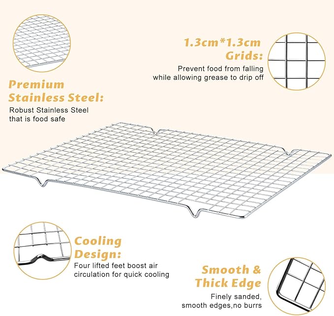 Gymdin Baking Sheet with Cooling Rack - 17" x 11" x 0.5" Carbon Steel Cookie Sheet for Baking [1 Sheet + 1 Rack], Nonstick Baking Pan, Perfect for Baking, Roasting, and More