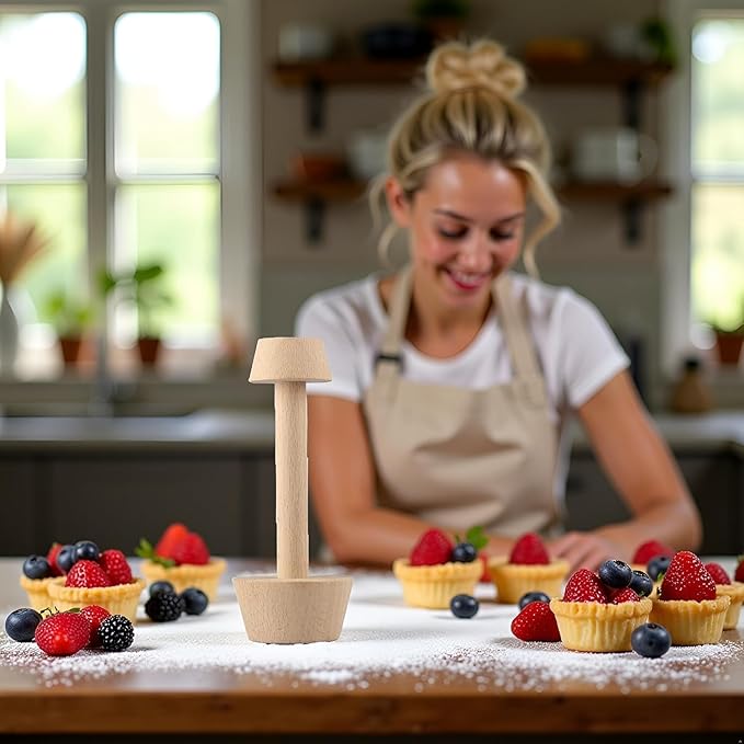 JIANSHUILIAN 2Pcs Tart Tamper Pastry Tamper Double Side Wooden Egg Tart Tamper Mold DIY Cake Pastry Pusher for Kitchen Party Baking Tools Tart Tamper, Pie, Tart and Quiche Pans,Tart Pans