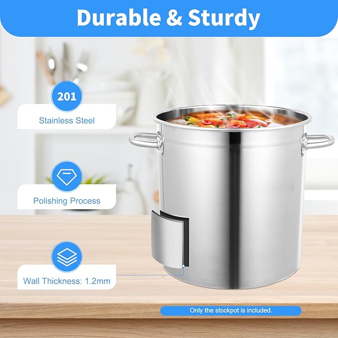 37 Qt Large StockPot, Thicked Stainless Steel Stock Pot with Lid and Handle, Large Soup Pot for All Stoves, for Stew, Soup, Seafood, Stock