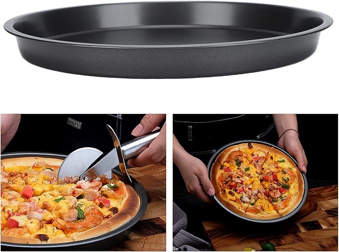Tomotato 2Pcs Pizza Pan, 6in/9in/10in/12in Deep Dish Round Pizza Pan for Oven, Non Stick Thickened Carbon Steel Baking Pan for Home Kitchen, Dishwasher Safe(12in)