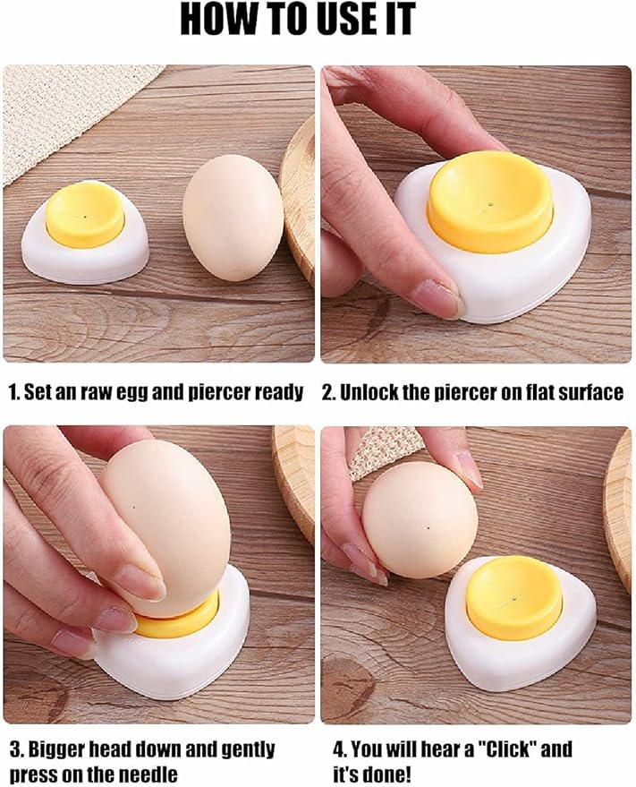 Jawbush Egg Piercer for Raw Eggs, Egg Hole Poker Puncher with Magnetic Base & Safety Lock to Get Good Hard Boiled Eggs, Easy Egg Peeler Shell Remover with Retractable Pin