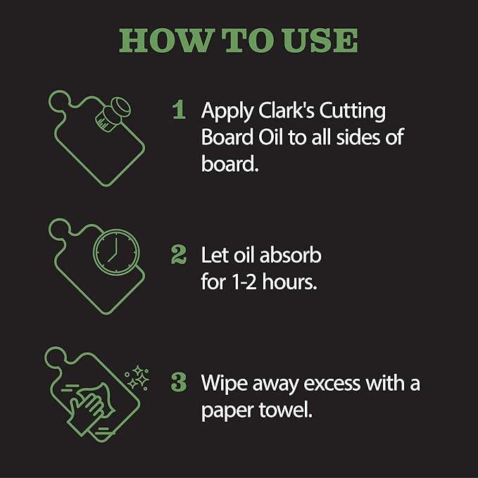 CLARK'S Bamboo Cutting Board Oil - Food Grade Mineral Oil for Wood Cutting Board - Scented with Lemongrass Essential Oils - Butcher Block Conditioner - Restores and Protects Wood - Made in USA,12oz