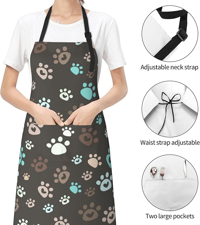 Apron with Pockets Aprons for Women Men Kitchen Chef Apron for Cooking Gardening Server Waitress Painting