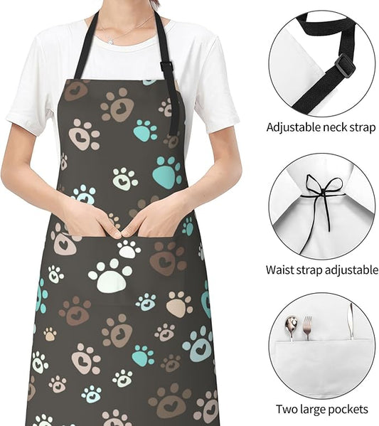 Apron with Pockets Aprons for Women Men Kitchen Chef Apron for Cooking Gardening Server Waitress Painting