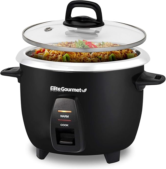Elite Gourmet ERC2001BX 10-Cup Electric Rice Cooker with 304 Surgical Grade Stainless Steel Inner Pot, Makes Soups, Stews, Porridges, Grains and Cereals