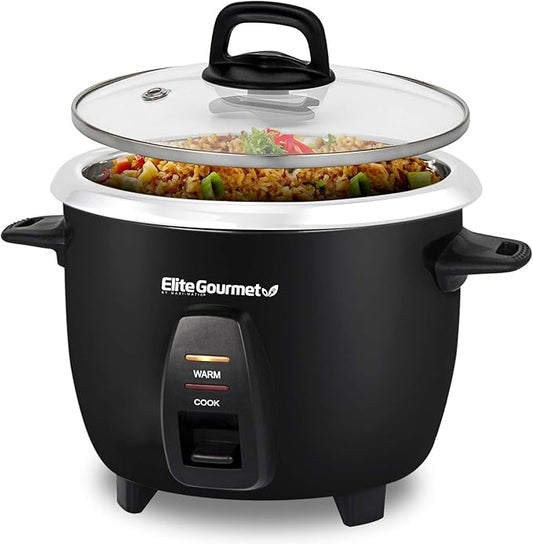 Elite Gourmet ERC2001BX 10-Cup Electric Rice Cooker with 304 Surgical Grade Stainless Steel Inner Pot, Makes Soups, Stews, Porridges, Grains and Cereals