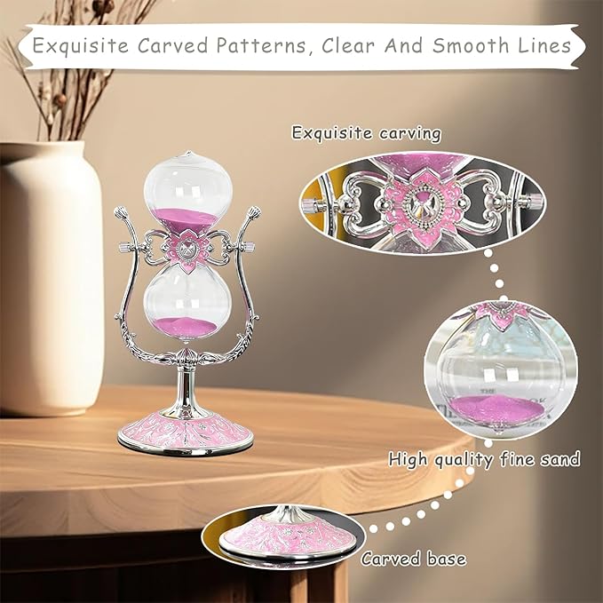 Sand Timer 15 Minutes,Hour Glass,Metal Vintage Hourglass,Hourglass Decor,for Home Decoration Office Desk Wedding Party Decor Kitchen Timer (U-Shaped, 15 Min)
