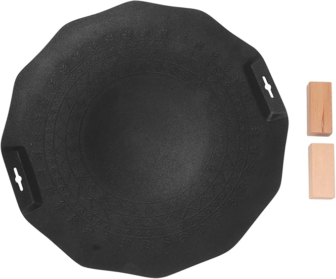 Korean BBQ Grill, Korean Grill Pan with Nonstick, Round BBQ Griddle, Round Griddle Camping Pans, Compatible for Gas Stove, Electric Cooktop, Indoor or Outdoor Grilling (35cm)