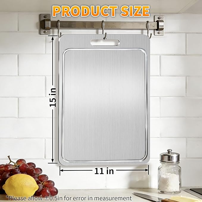 2025 New 100% Pure Titanium Cutting Board with Grooves, Double Sided Chopping Board, Meat, Fruit and Vegetable Cutting Board, Dishwasher Safe (11 * 15 IN)