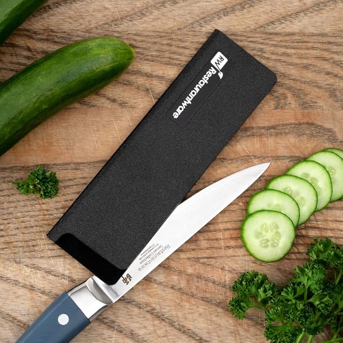 Restaurantware Sensei 6.5 x 2 Inch Knife Sleeve 1 Knife Protector - Fits Utility Knife Felt Lining Black Plastic Knife Blade Guard Durable Cut-Proof