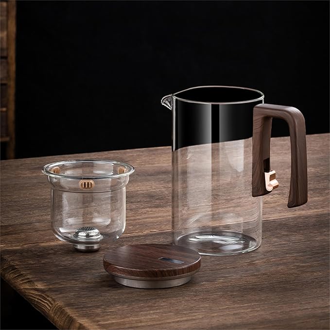 Glass Magnetic Tea Pot, Semi-Automatic Glass Teapot Kettle with Removable Glass Infuser, High Borosilicate Heat-resistant Glass Tea Maker for Blooming and Loose Leaf