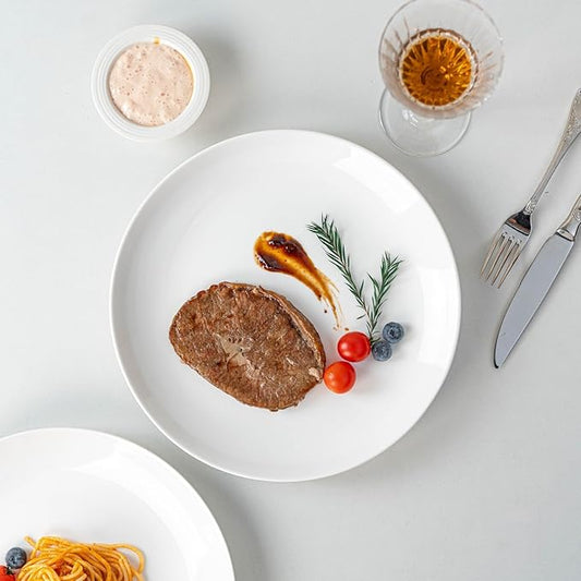 White Dinner Plates Set of 4, 11 Inch Ceramic Plates – White Porcelain Dinner Plates for Kitchen, Serving & Everyday Use, Microwave & Dishwasher Safe