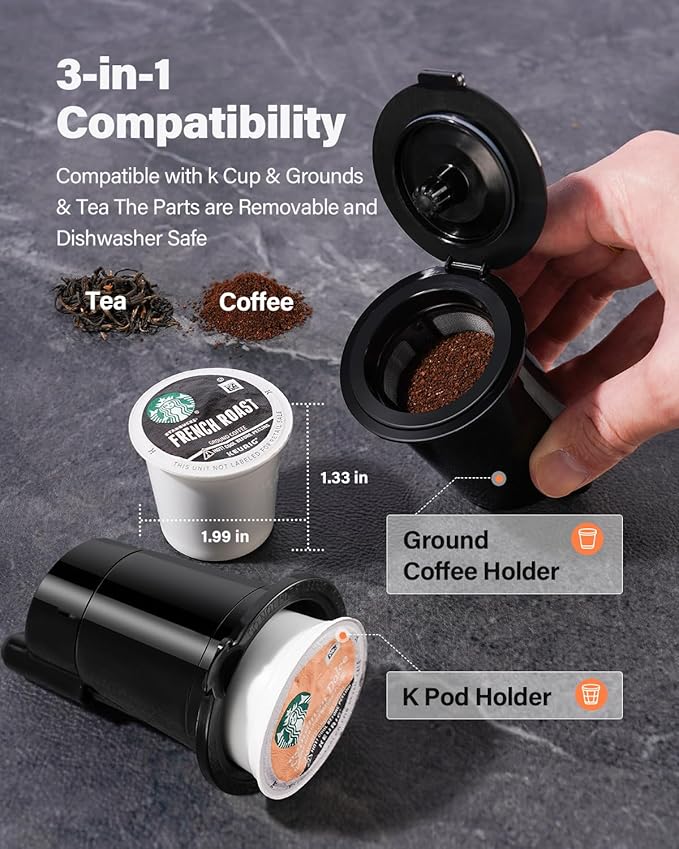 TWOMEOW Coffee Maker Hot & Iced With Bold Setting,Single Serve Coffee Maker For K Cup And Grounds,52 Oz Removable Water Tank,6-14 Oz Brew Sizes,One Cup Kcup Coffee Machine With Reusable Filter, White