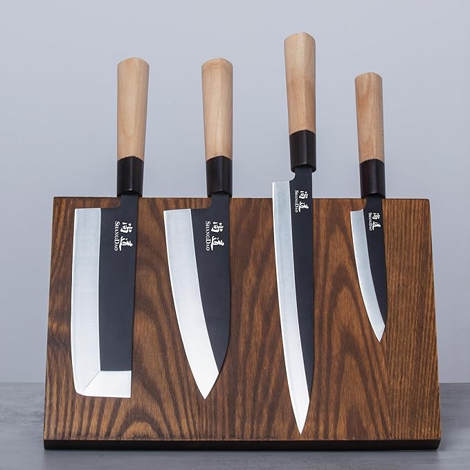 SHANGDAO 7 Inch Deba Knife - Japanese Style Forging German Steel Fish Salmon Fillet Knife with Traditional Wooden Handle