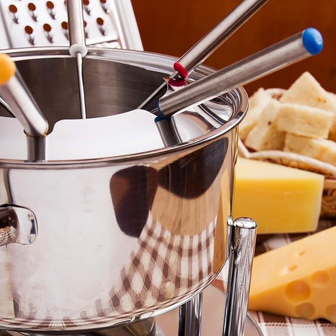 6 PCS Stainless Steel Fondue Forks, 9.5 Inch Color-Coded Cheese Fondue Forks Smores Sticks with Heat Resistant Handle for Chocolate Fountain Cheese Fondue Roast Marshmallows Desserts Fruits