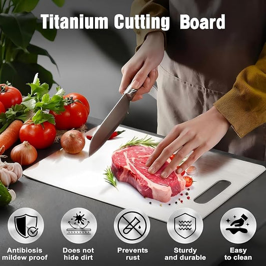 Titanium Cutting Board, Double Sided - Non Slip, Dishwasher Safe Chopping Board for Kitchen, Non Toxic, Easy to Clean, 2026 Upgrade (100% Pure Food Grade Titanium) (14"L x 10"W)