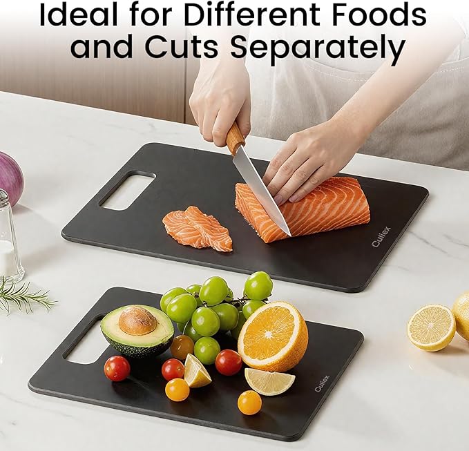 Culiex Wood Fiber Cutting Board 2-Pack, Composite Chopping Boards for Kitchen, Dishwasher Safe, Non-Toxic, High Density, Knife Friendly, BPA Free, Non-Slip Feet for Cutting Meat, Vegetables, Fruits