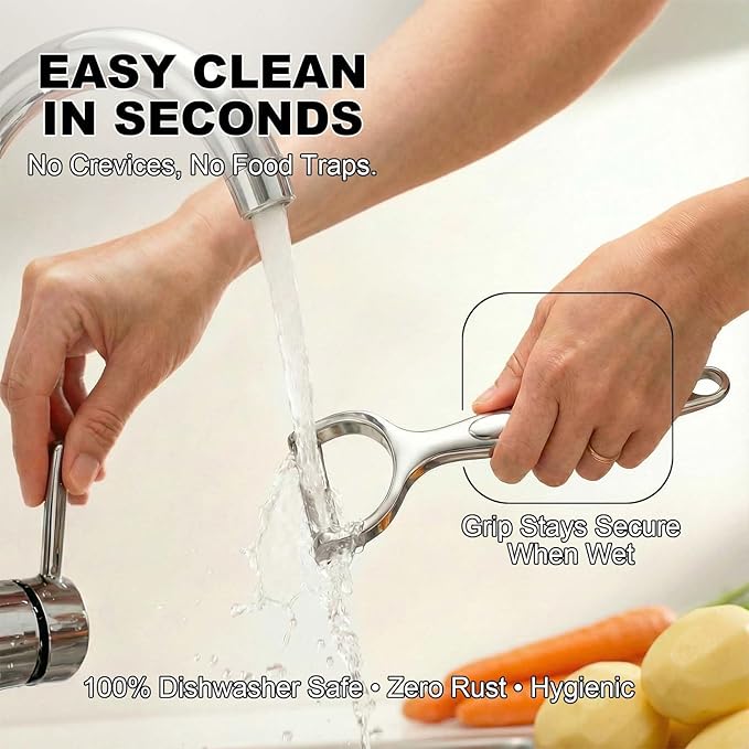 Premium Vegetable Peelers with Swivel Blade - Ultra Sharp 420 Stainless Steel Potato Apple Peeler, Ergonomic Handle & Potato Eye Remover, Dishwasher Safe