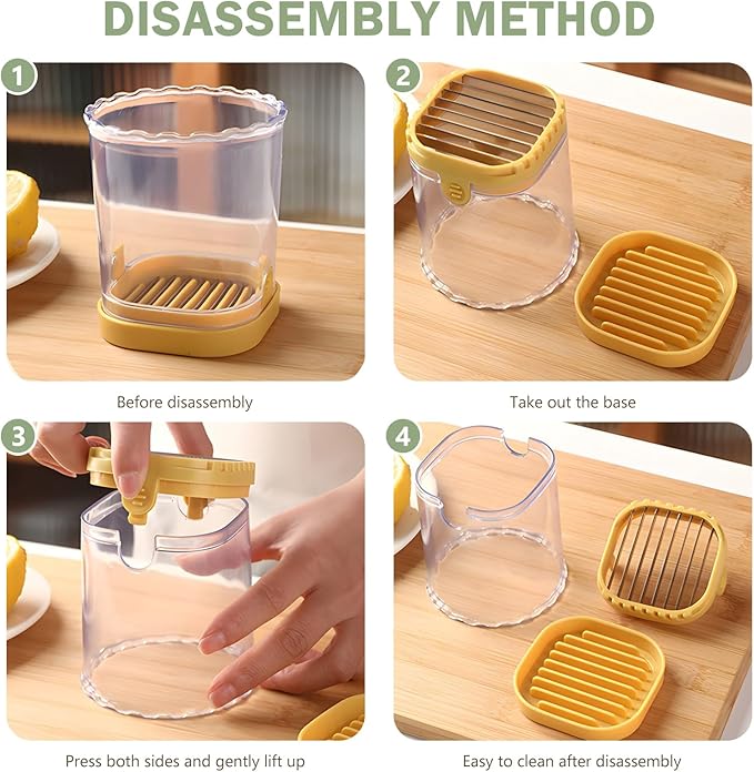 Fruit Slicer Cup-Detachable Fruit Cutter Slicer Stainless Steel Speed Egg Slicers Strawberry Slicer Cutter for Vegetable Cutting Kitchen Gadget (Yellow)