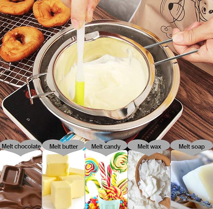 1000ML Upgrade Double Boiler Stainless Steel Melting Pot For Chocolate, Candle and Candy Making (34oz)
