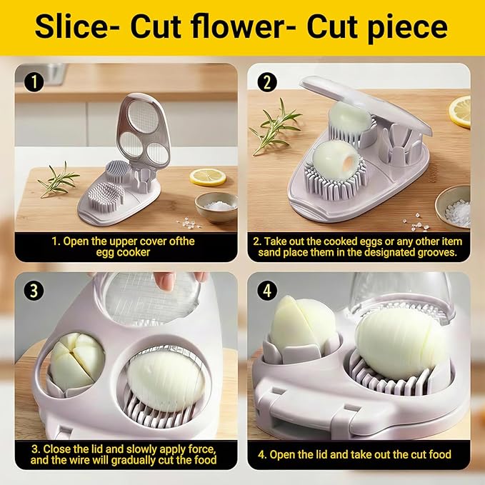 2 Pack Heavy Duty Egg Slicer, Three-Mode Egg Cutter with Stainless Steel Blades for Hard Boiled Eggs, Fruits, Mushrooms, Send Goods from Local Warehouse